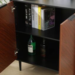 Moderna Mid-Century Sideboard, Console Table with Shelf, 71cm x 81cm in Black - Size: 71 cm x 81 cm - thumbnail 7