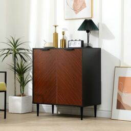 Moderna Mid-Century Sideboard, Console Table with Shelf, 71cm x 81cm in Black - Size: 71 cm x 81 cm - thumbnail 3