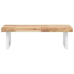 Berkfield Home Basin Shelf Wall Mounted Steel & Solid Wood Acacia in Brown - thumbnail 4