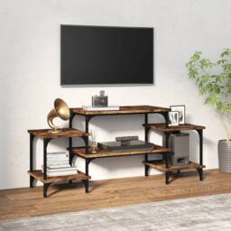 Berkfield Home TV Cabinet Smoked Oak 117x35x52 cm Engineered Wood in Brown - Size: 117 x 35 x 52 cm - thumbnail 2