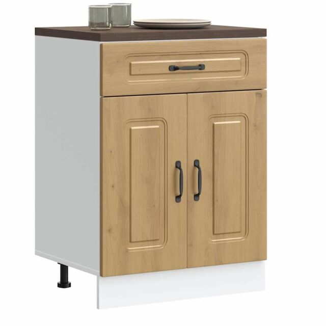 Berkfield Home Kitchen Base Cabinet Kalmar Artisan Oak Engineered Wood in Brown - image 1