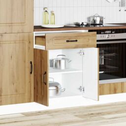 Berkfield Home Kitchen Base Cabinet Kalmar Artisan Oak Engineered Wood in Brown - thumbnail 3