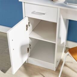 Nordara Home Office White Compact Desk 1 Drawer 1 Door Computer Tabel - thumbnail 5