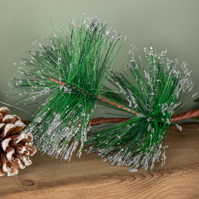 Samuel Alexander 1.5m Christmas Berry Garland with Pinecones & Silver Glitter Tips - image 1