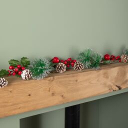 Samuel Alexander 1.5m Christmas Berry Garland with Pinecones & Silver Glitter Tips - thumbnail 3