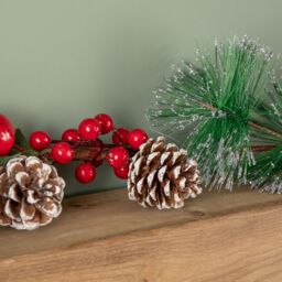 Samuel Alexander 1.5m Christmas Berry Garland with Pinecones & Silver Glitter Tips - thumbnail 4
