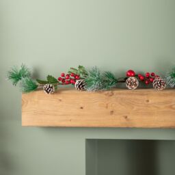 Samuel Alexander 1.5m Christmas Berry Garland with Pinecones & Silver Glitter Tips - thumbnail 5