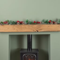Samuel Alexander 1.5m Christmas Berry Garland with Pinecones & Silver Glitter Tips - thumbnail 2
