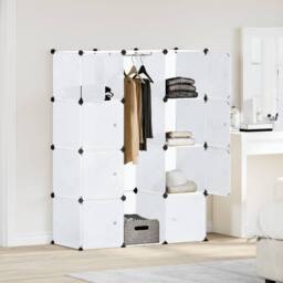 Berkfield Home Modular Cabinet with 9 Compartments 37x115x150 cm White - Size: 37 x 115 x 150 cm - thumbnail 2