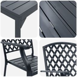 Berkfield Home 9 Piece Garden Dining Set Anthracite Steel - thumbnail 9