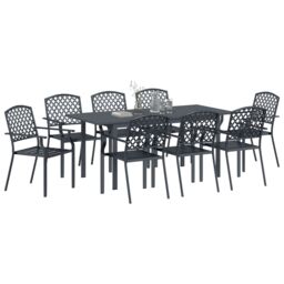 Berkfield Home 9 Piece Garden Dining Set Anthracite Steel - thumbnail 3
