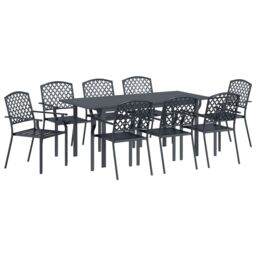 Berkfield Home 9 Piece Garden Dining Set Anthracite Steel - thumbnail 2