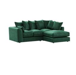 Furniture 786 Plush Velvet 4 Seater Right Hand Corner Sofa in Green - thumbnail 1