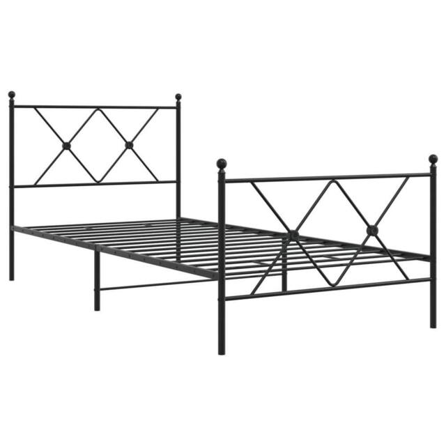 Berkfield Home Metal Bed Frame without Mattress with Footboard Black 90x200cm - Size: 90x200 cm - image 1