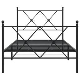 Berkfield Home Metal Bed Frame without Mattress with Footboard Black 90x200cm - Size: 90x200 cm - thumbnail 4