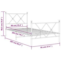 Berkfield Home Metal Bed Frame without Mattress with Footboard Black 90x200cm - Size: 90x200 cm - thumbnail 8