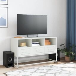 Berkfield Home TV Cabinet White 100.5x39x60.5 cm Steel - thumbnail 3