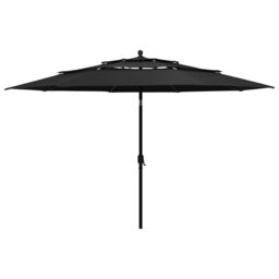 Berkfield Home 3-Tier Parasol with Aluminium Pole Black 3.5 m