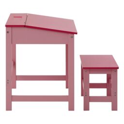 Orsina Durable Children's Desk & Stool, Sleek Functional Desk For Children, Angled Surface Desk & Stool in Pink - thumbnail 4