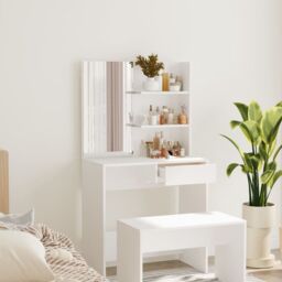 Berkfield Home Dressing Table with Mirror White 74.5x40x141 cm