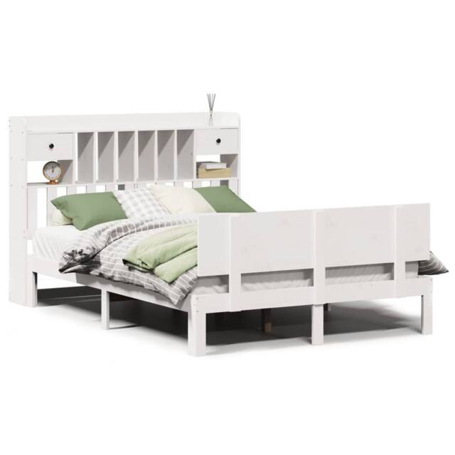 Berkfield Home Bookcase Bed without Mattress White 140x190cm Solid Wood Pine - Size: 140x190 cm - image 1