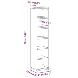 Berkfield Home CD Cabinet Artisan Oak 21x20x88 cm Engineered Wood - Size: 21 x 20 x 88 cm - thumbnail 9