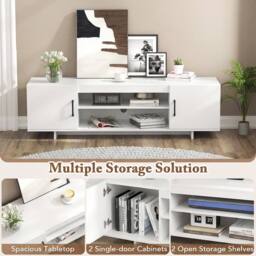 "Costway TV Stand for TVs up to 70"" 152 cm Entertainment Center w/ Power Outlet in White" - thumbnail 5