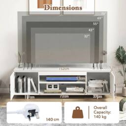 "Costway TV Stand for TVs up to 70"" 152 cm Entertainment Center w/ Power Outlet in White" - thumbnail 3