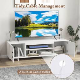 "Costway TV Stand for TVs up to 70"" 152 cm Entertainment Center w/ Power Outlet in White" - thumbnail 6
