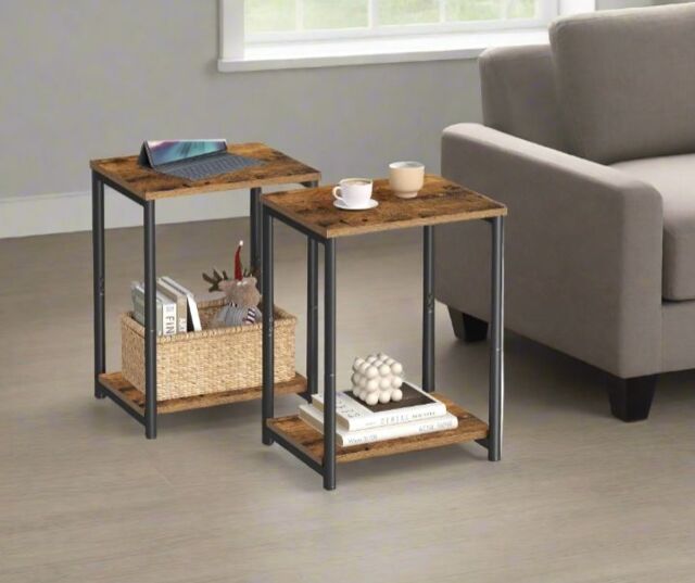 Modcraft Set of 2 Side Tables for Bedroom & Livingroom in Brown - image 1