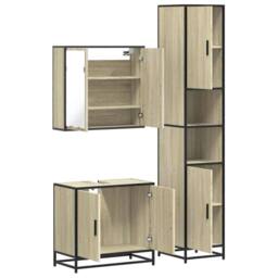 Berkfield Home Durable 3 Piece Bathroom Furniture Set Sonoma Oak Engineered Wood in Light Tan - thumbnail 8