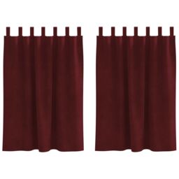 Berkfield Home Blackout Curtains with Hanging Loops 2 pcs Wine Red Velvet - thumbnail 2
