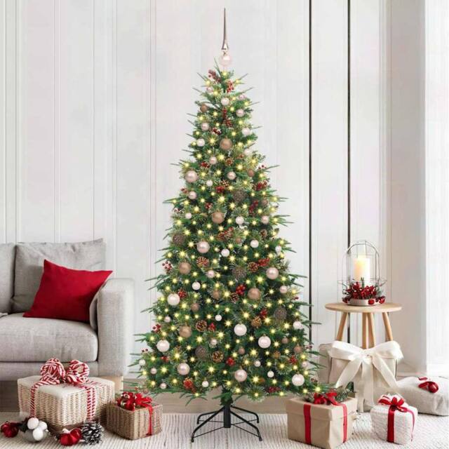 Berkfield Home Artificial Hinged Christmas Tree Green 210 cm PE & PVC - image 1