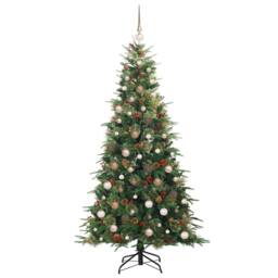 Berkfield Home Artificial Hinged Christmas Tree Green 210 cm PE & PVC - thumbnail 4