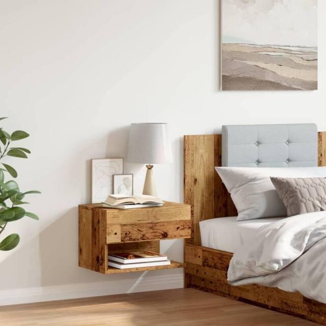 Berkfield Home Durable Wall-mounted Bedside Cabinet Old Wood in Brown - image 1