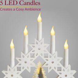 Christow Christmas Candle Bridge Light LED Xmas Table Window Decoration Battery Operated in White - thumbnail 3