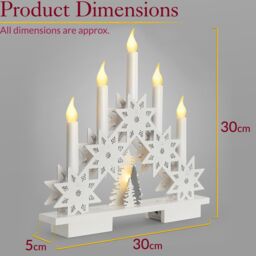 Christow Christmas Candle Bridge Light LED Xmas Table Window Decoration Battery Operated in White - thumbnail 6