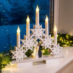Christow Christmas Candle Bridge Light LED Xmas Table Window Decoration Battery Operated in White