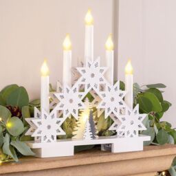 Christow Christmas Candle Bridge Light LED Xmas Table Window Decoration Battery Operated in White - thumbnail 2