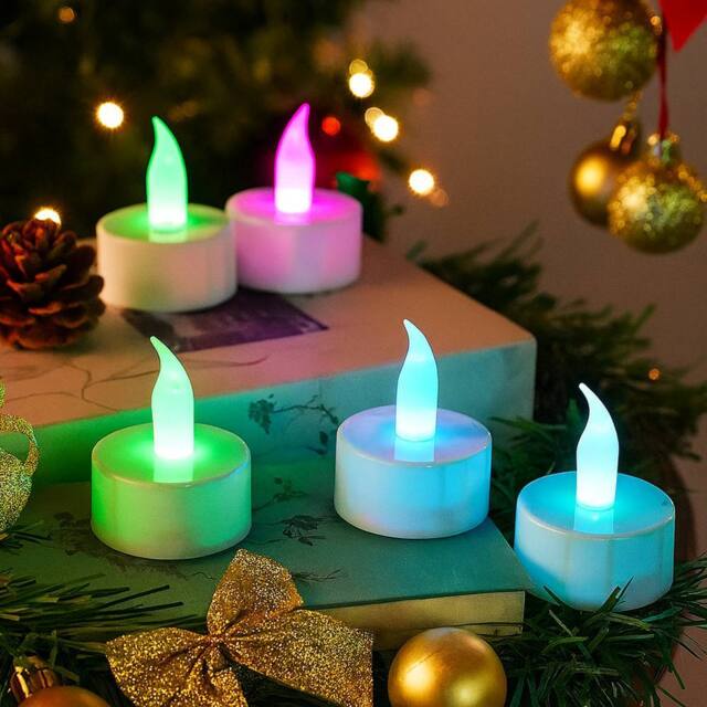 Voltico Colour Changing LED Tea Lights Flameless Candles Battery Operated 6PC in White - image 1