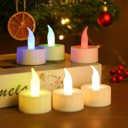 Voltico Colour Changing LED Tea Lights Flameless Candles Battery Operated 6PC in White - thumbnail 2