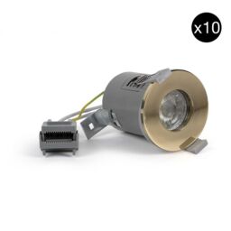 SE Home 10 PACK - Polished Brass GU10 Fire Rated Downlight - IP65 in Gold