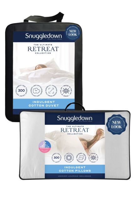 Snuggledown Retreat Cotton 10.5 Tog All Year Round Duvet With 2 Pillows in White - Size: Single