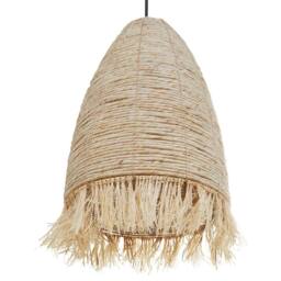 Wyld and Coco Pendant Lamp Natural Corn Husk Shade Wicker and Seagrass Black Iron - thumbnail 4
