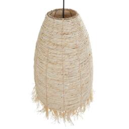 Wyld and Coco Pendant Lamp Natural Corn Husk Shade Wicker and Seagrass Black Iron - thumbnail 5