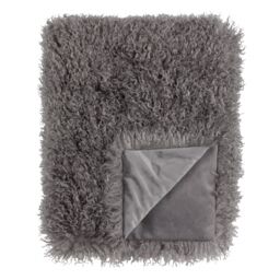 Furn Rowan Faux Fur Throw in Grey - Size: 130 cm x 170 cm - thumbnail 2