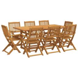 Berkfield Home 9 Piece Garden Dining Set 180x90x75 cm Solid Wood Acacia in Brown - Size: 180 x 90 x 75 cm - thumbnail 2