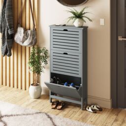 GFW Bergen Three Tier Shoe Cabinet in Grey - thumbnail 2