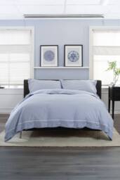 The Lyndon Company Southport Blue 100% Cotton Cuffed Finish Duvet Cover Set - Size: Super King - thumbnail 1