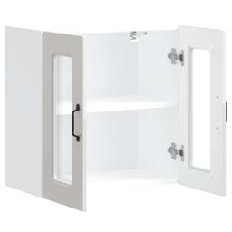 Berkfield Home Kitchen Wall Cabinet with Glass Door Kalmar High Gloss White Engineered Wood - thumbnail 6